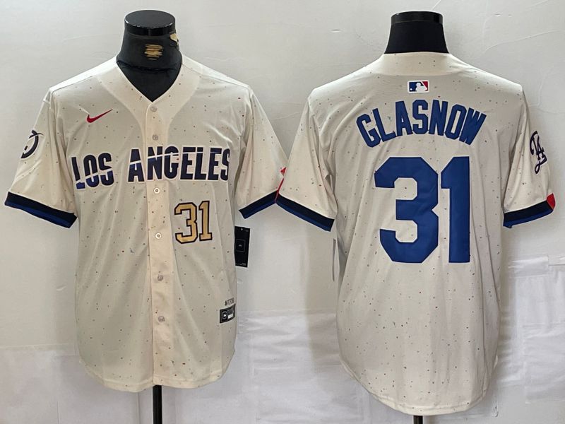 Men Los Angeles Dodgers #31 Glasnow Cream Fashion Nike Game MLB Jersey style 4->los angeles dodgers->MLB Jersey